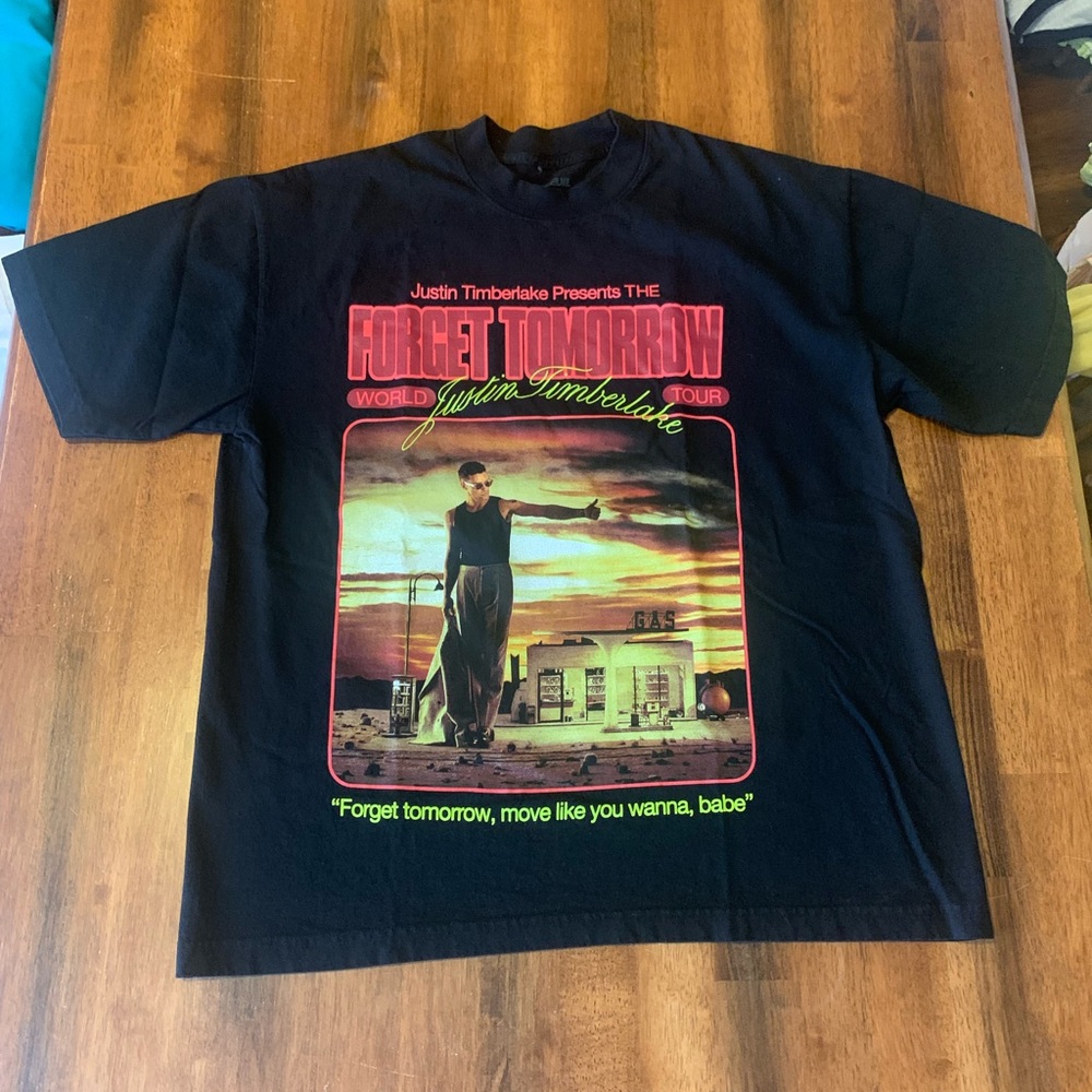 Justin Timberlake T-shirt Large Unisex Forget Tomorrow Concert Tour short sleeve